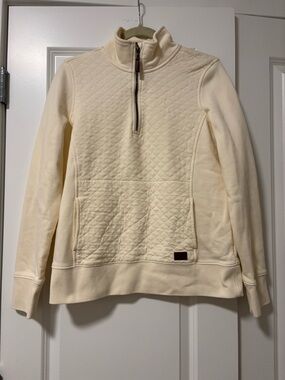 L.L.Bean Cream Quilted Half-Zip Pullover